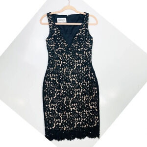 AZADEH‎ Black Lace Overlay Cocktail Dress